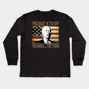 Funny Biden Confused Merry Happy 4th of You Know...The Thing Kids Long Sleeve T-Shirt